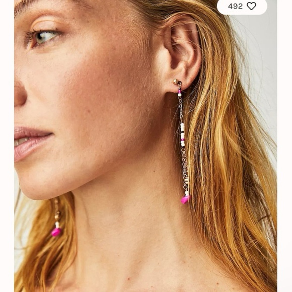 Free People Gold and Pink Multi-Style Earrings - Picture 3 of 3